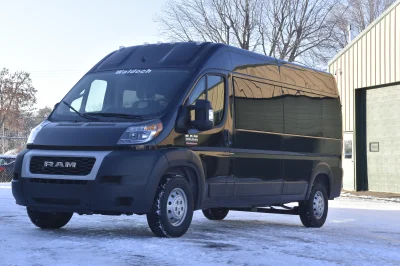 10 PASSENGER SHUTTLE BLACK EXTERIOR WITH CLOTH BLACK SEATING BY WALDOCH FLEET PASSENGER VAN SCHOOL HOTEL - 2019 RAM PROMASTER SHUTTLE - Image 29 of 46