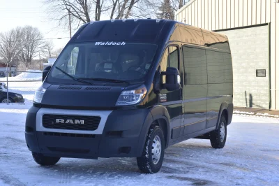 10 PASSENGER SHUTTLE BLACK EXTERIOR WITH CLOTH BLACK SEATING BY WALDOCH FLEET PASSENGER VAN SCHOOL HOTEL - 2019 RAM PROMASTER SHUTTLE - Image 32 of 46