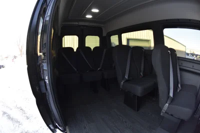 10 PASSENGER SHUTTLE BLACK EXTERIOR WITH CLOTH BLACK SEATING BY WALDOCH FLEET PASSENGER VAN SCHOOL HOTEL - 2019 RAM PROMASTER SHUTTLE - Image 45 of 46