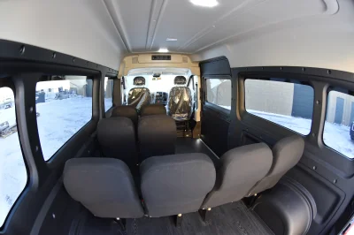 10 PASSENGER SHUTTLE BLACK EXTERIOR WITH CLOTH BLACK SEATING BY WALDOCH FLEET PASSENGER VAN SCHOOL HOTEL - 2019 RAM PROMASTER SHUTTLE - Image 10 of 46