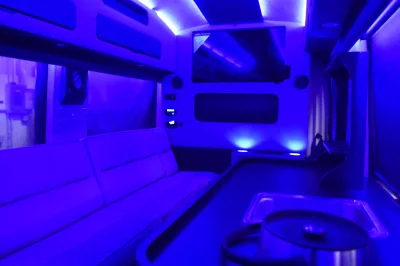 CUSTOM LIMO ON RAM PROMASTER 159 EXT BLACK BAR SEATING 10 PASSENGER CONVERSION VAN BY WALDOCH - 2020 RAM PROMASTER LIMO - Image 14 of 30