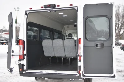 12 PASSENGER SHUTTLE VAN HOTEL PASSENGER VAN GREY CLOTH SEATING WITH WOOD FLOORS RAM PROMASTER 2500 HIGH ROOF - 2020 RAM PROMASTER SHUTTLE - Image 6 of 15