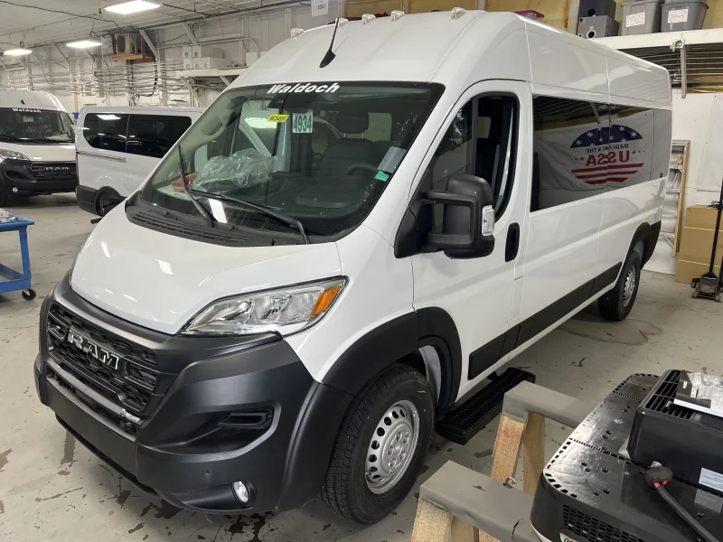 2024 Ram Promaster  159''  - 12 Passenger Shuttle Package - Bright White (PW7) - Gray Seating by Waldoch Crafts